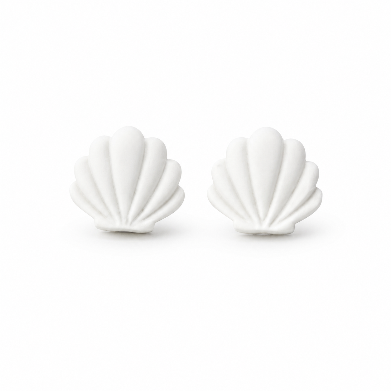 White Coastal Shell Stud Earrings