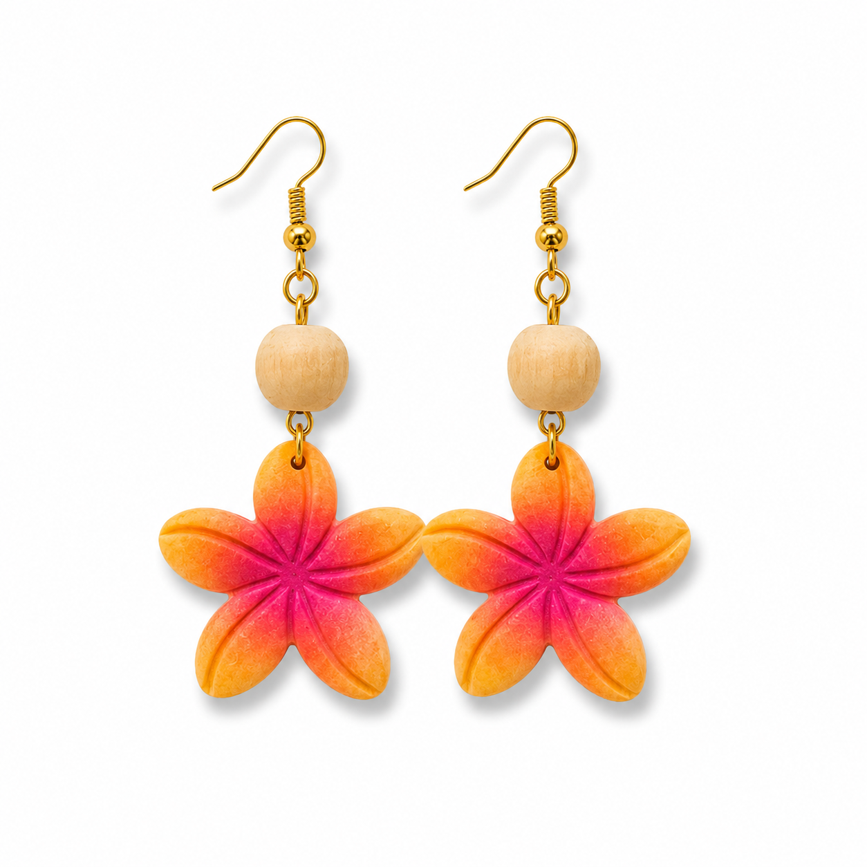 Sunset Plumeria Dangle Earrings