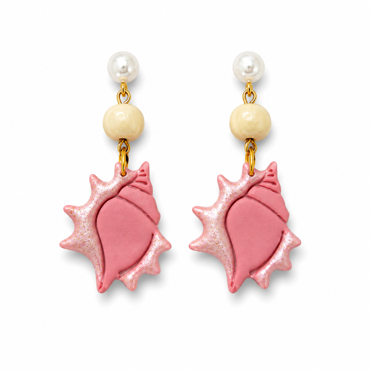 Blush Pearl Conch Shell Earrings