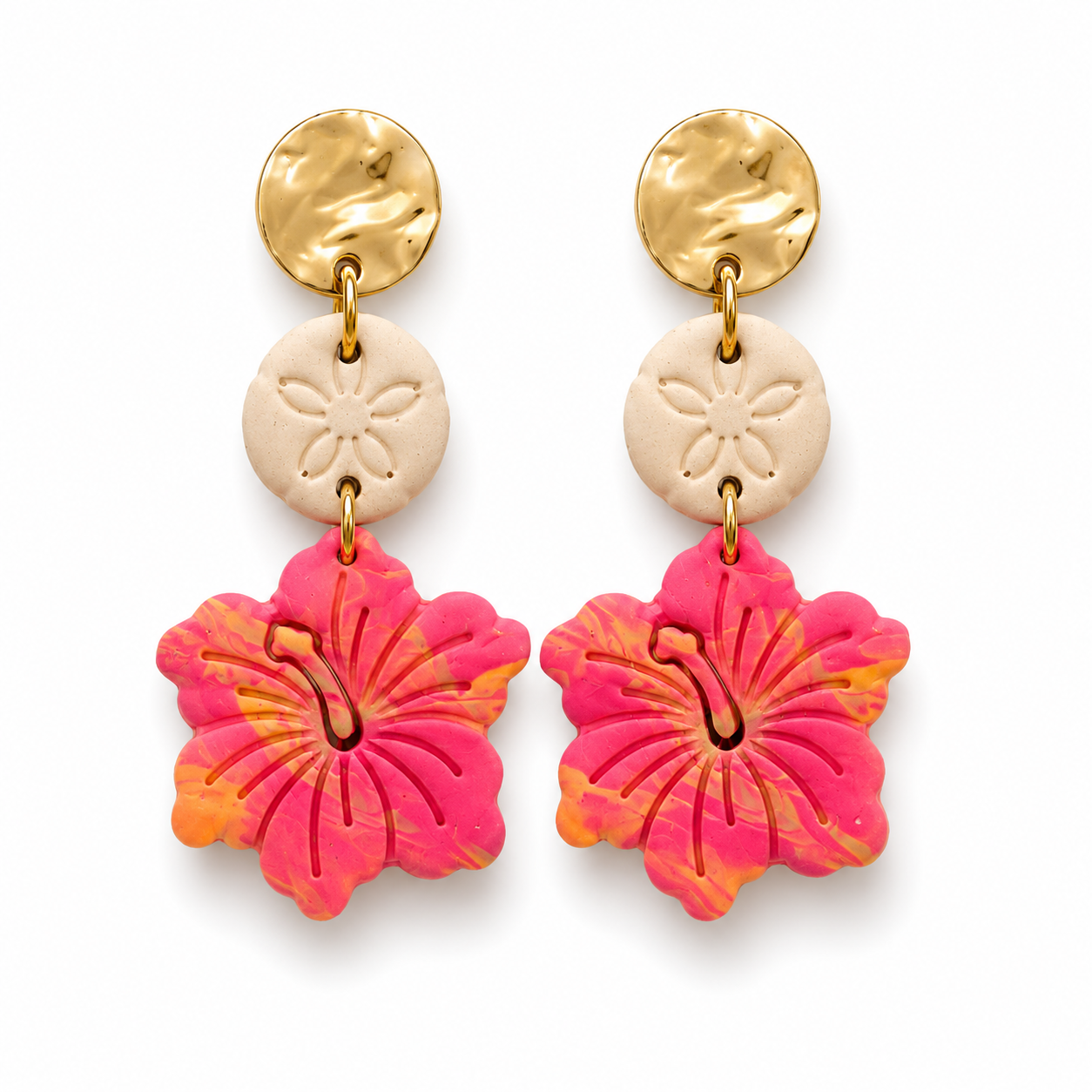 Tropical Sunset Hibiscus Earrings