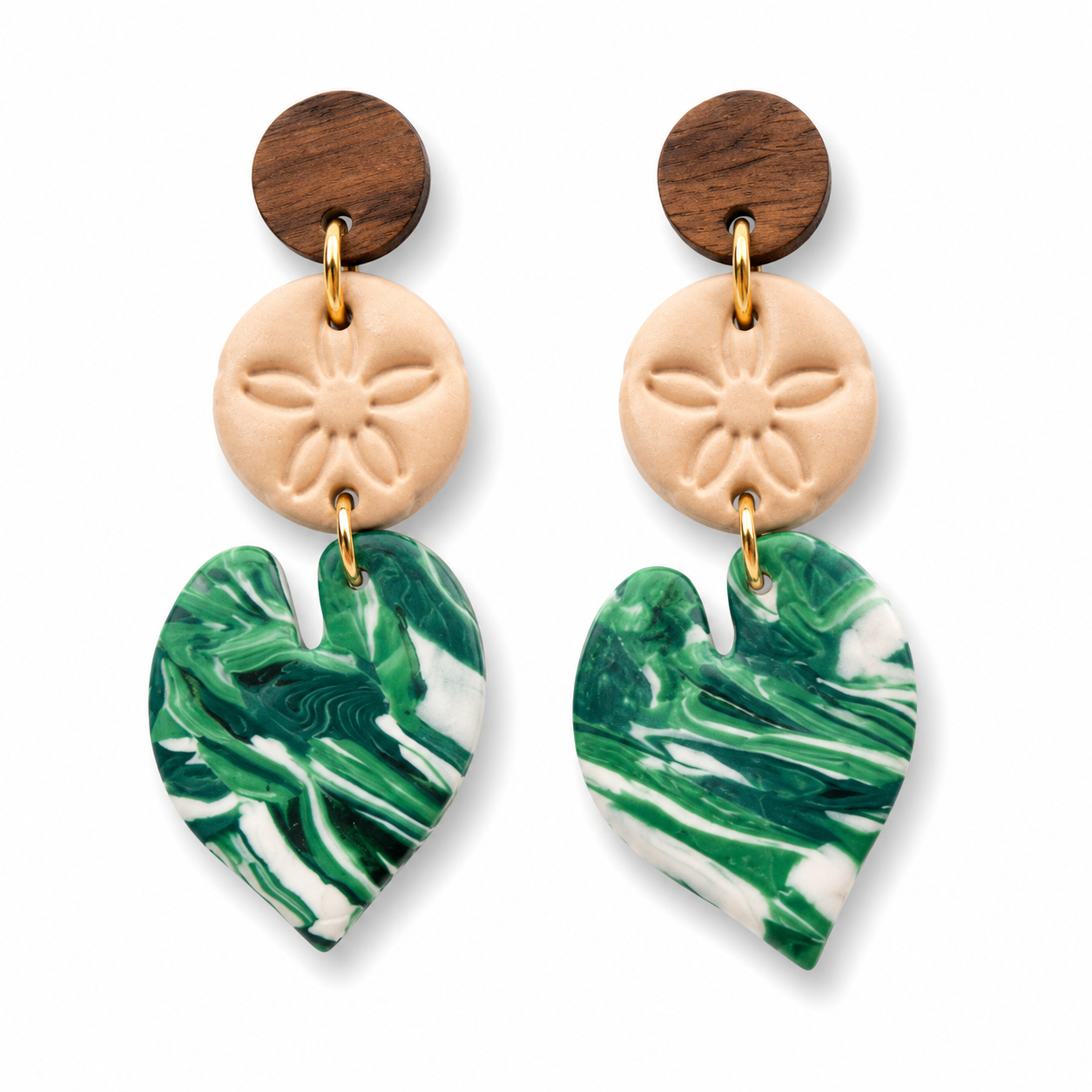 Monstera Heart Coastal Earrings
