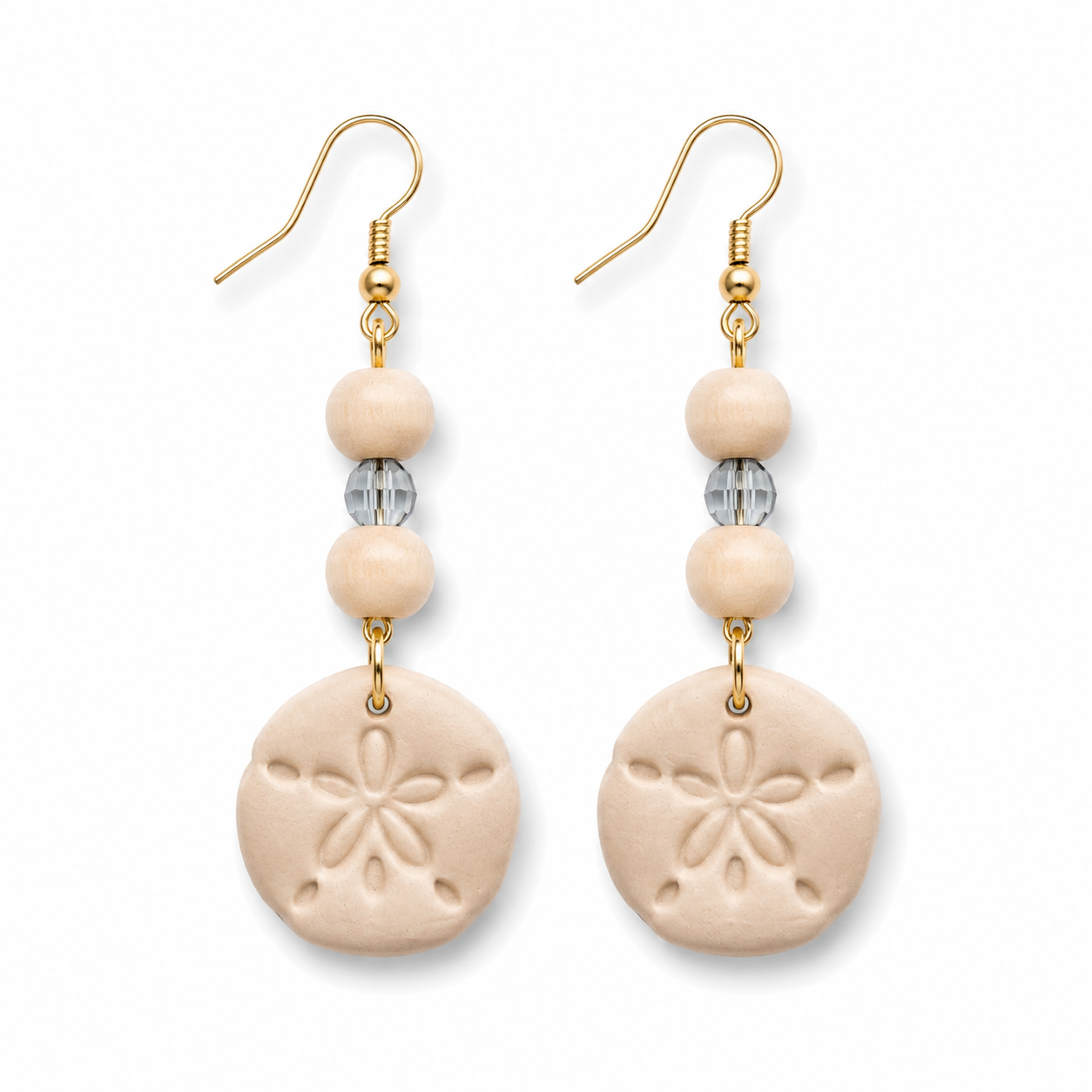 Sand Dollar Coastal Bead Earrings