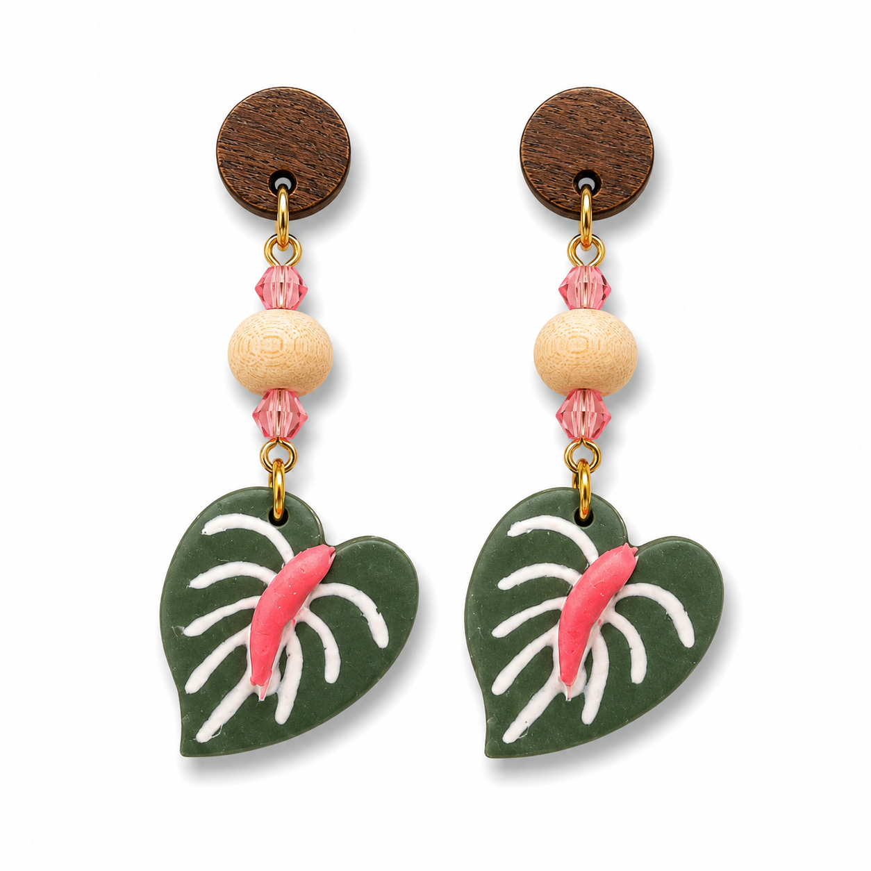 Pink Anthurium Tropical Earrings