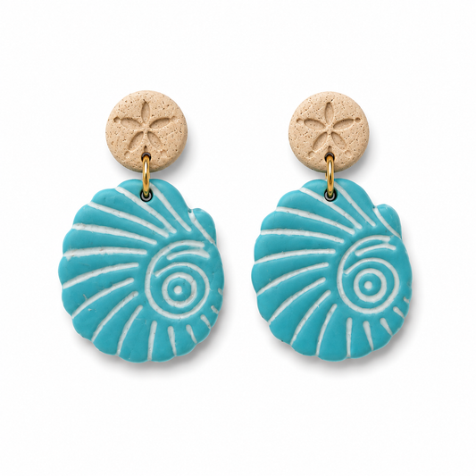 Sea Glass Nautilus Earrings