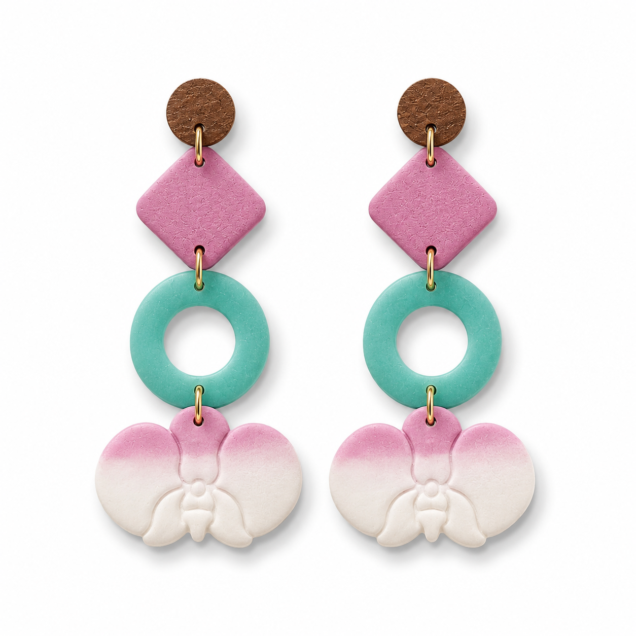 Purple Orchid Dangle Earrings