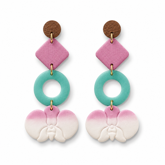 Purple Orchid Dangle Earrings