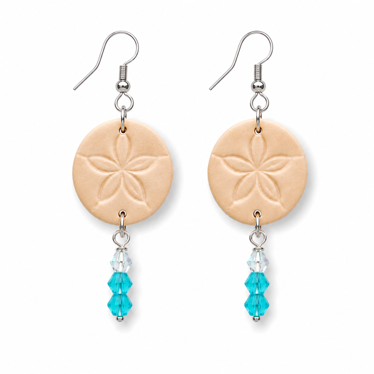 Sand Dollar Sea Glass Drop Earrings