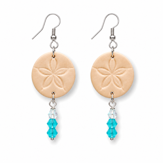 Sand Dollar Sea Glass Drop Earrings