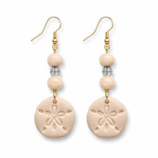 Sand Dollar Coastal Bead Earrings